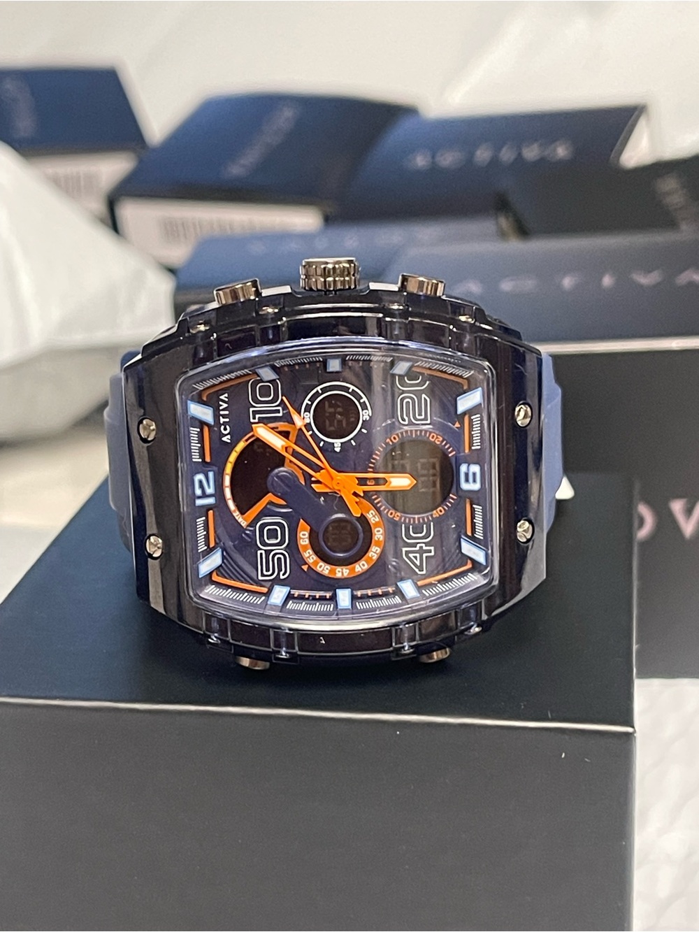 Activa X Invicta Digital Essentials Men's Watch - 45mm. Dark Blue & Orange NEW - Picture 4 of 12